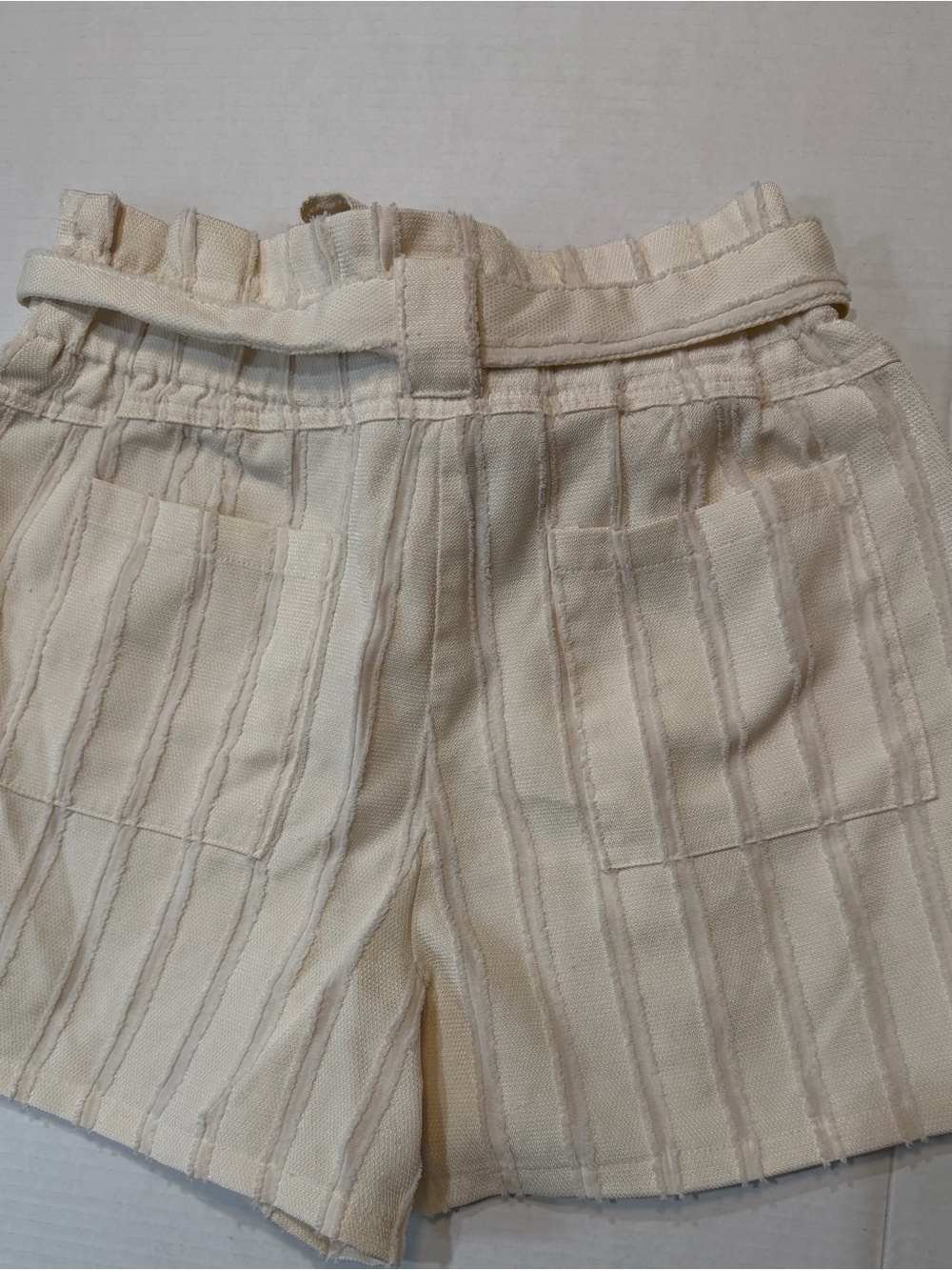 Forever 21 Cream Striped High Waist Shorts - Picture 2 of 6